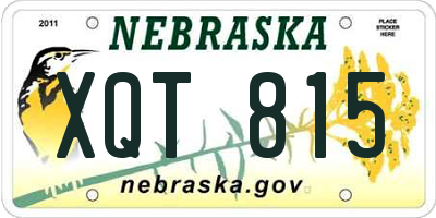 NE license plate XQT815