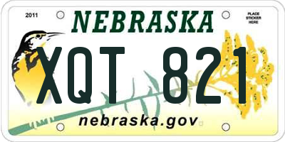 NE license plate XQT821