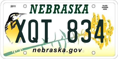 NE license plate XQT834