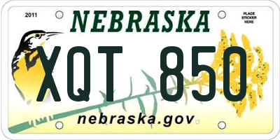 NE license plate XQT850