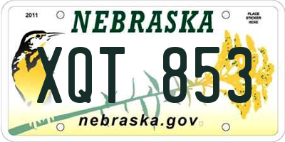NE license plate XQT853