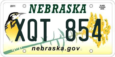 NE license plate XQT854