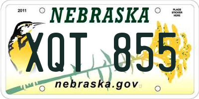 NE license plate XQT855