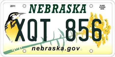 NE license plate XQT856