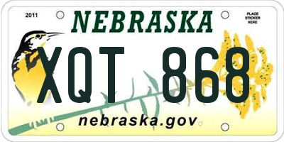 NE license plate XQT868