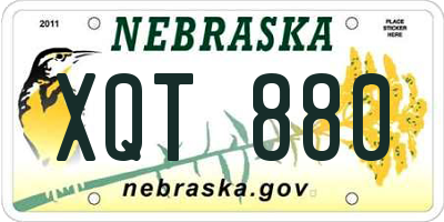 NE license plate XQT880