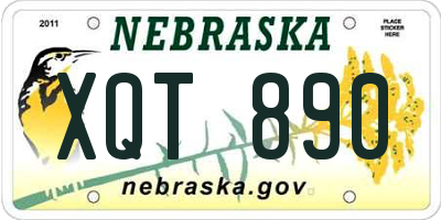 NE license plate XQT890