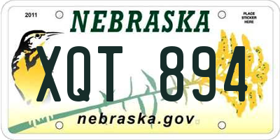 NE license plate XQT894