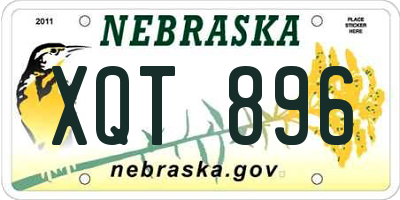 NE license plate XQT896