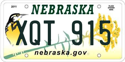NE license plate XQT915