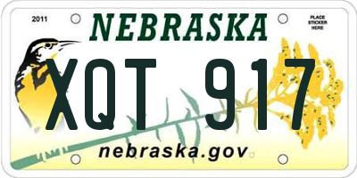NE license plate XQT917