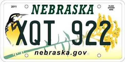 NE license plate XQT922
