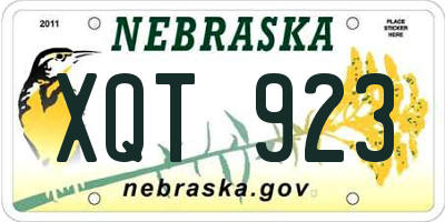 NE license plate XQT923