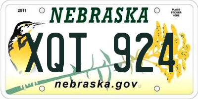 NE license plate XQT924