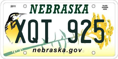 NE license plate XQT925