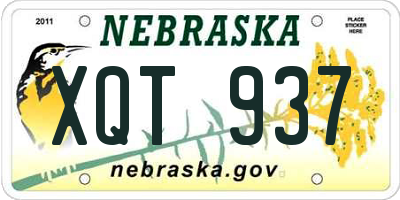 NE license plate XQT937