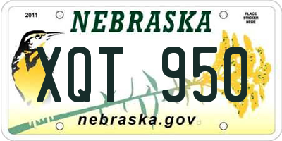 NE license plate XQT950