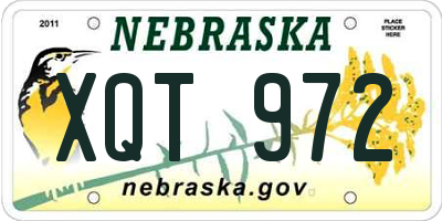 NE license plate XQT972