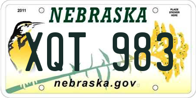 NE license plate XQT983