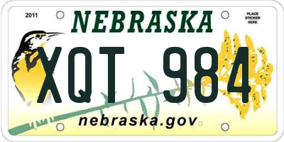 NE license plate XQT984