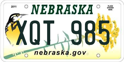 NE license plate XQT985
