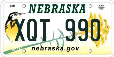 NE license plate XQT990