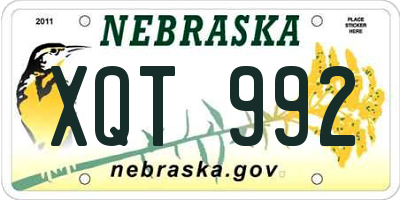 NE license plate XQT992