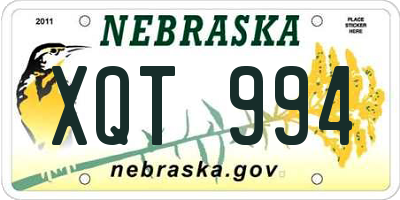 NE license plate XQT994