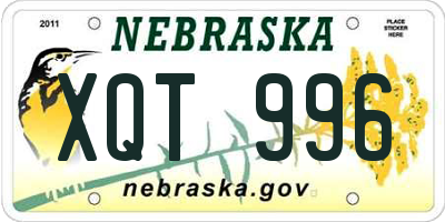 NE license plate XQT996