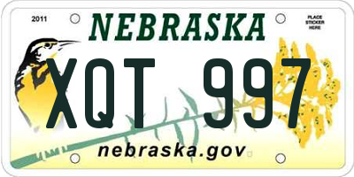 NE license plate XQT997