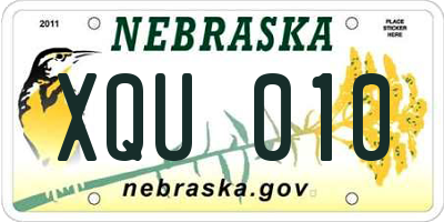 NE license plate XQU010