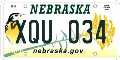 NE license plate XQU034