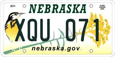 NE license plate XQU071