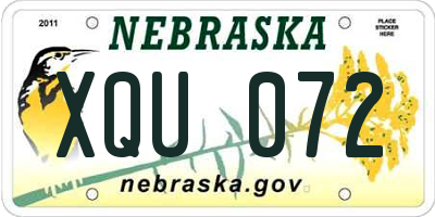 NE license plate XQU072
