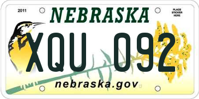 NE license plate XQU092