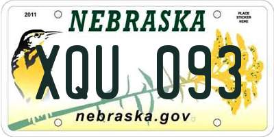 NE license plate XQU093