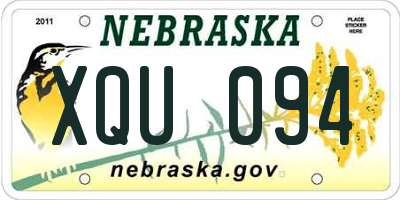 NE license plate XQU094