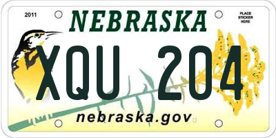 NE license plate XQU204