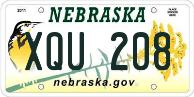 NE license plate XQU208
