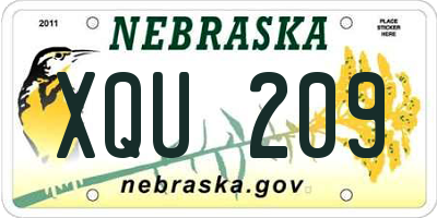 NE license plate XQU209