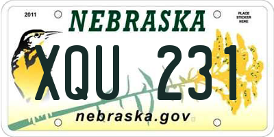 NE license plate XQU231