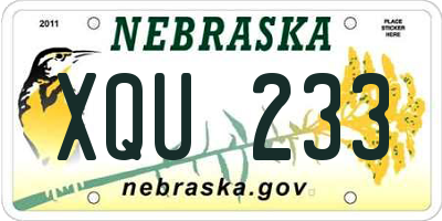 NE license plate XQU233