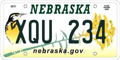 NE license plate XQU234