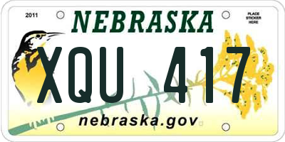 NE license plate XQU417