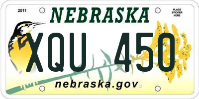 NE license plate XQU450