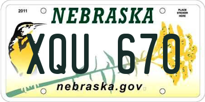 NE license plate XQU670