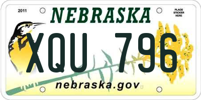 NE license plate XQU796