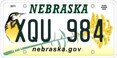 NE license plate XQU984