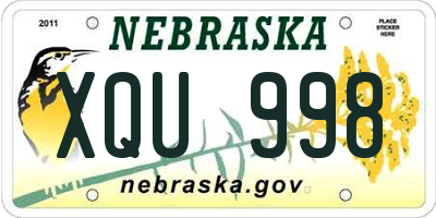 NE license plate XQU998