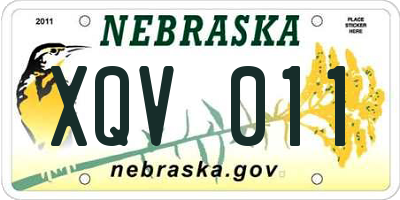 NE license plate XQV011